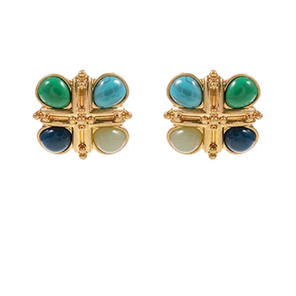 Vintage Cross Stone Studded Earrings - Picture 1 of 2
